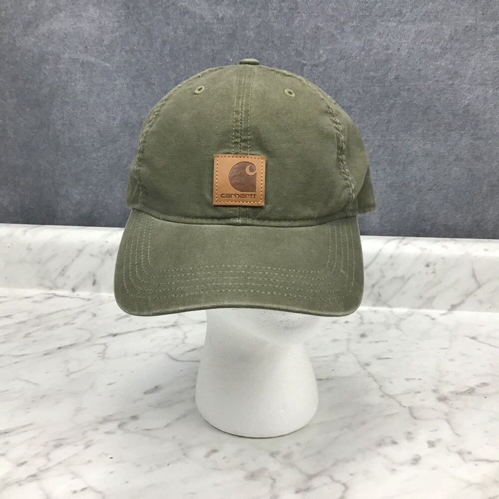 Carhartt Hat Baseball Cap Men's Adjustable Strapback Olive Green Workwear Logo